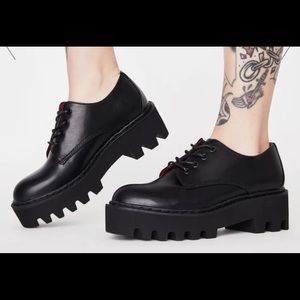 La Moda Platform Oxford Black Shoes Size 9 Women’s Chunky and Cute